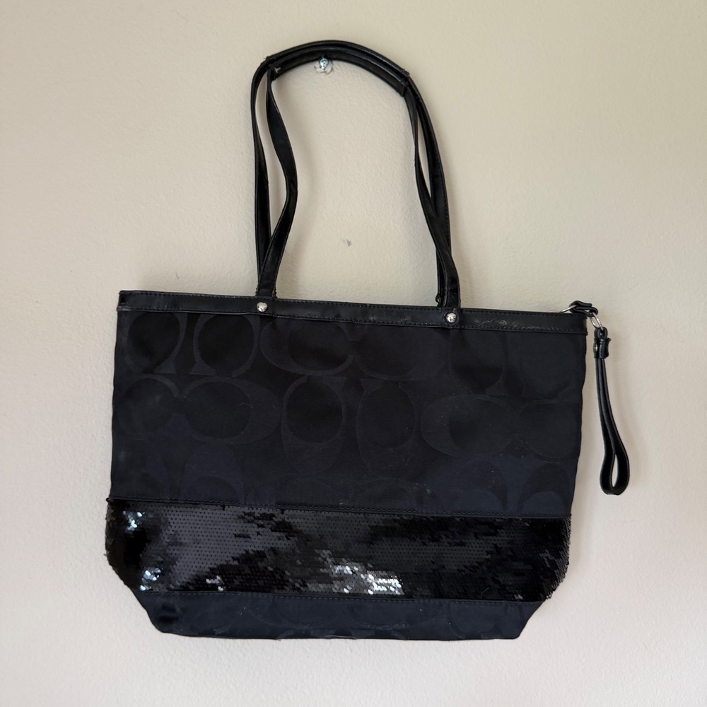 Vintage Y2K Coach Sequin Monogram Tote